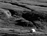 Little white house in black and white