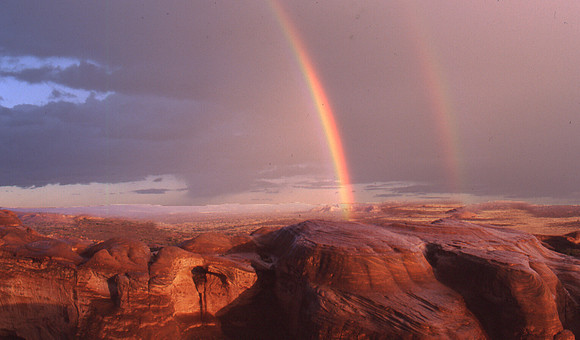 Rainbow over mountains